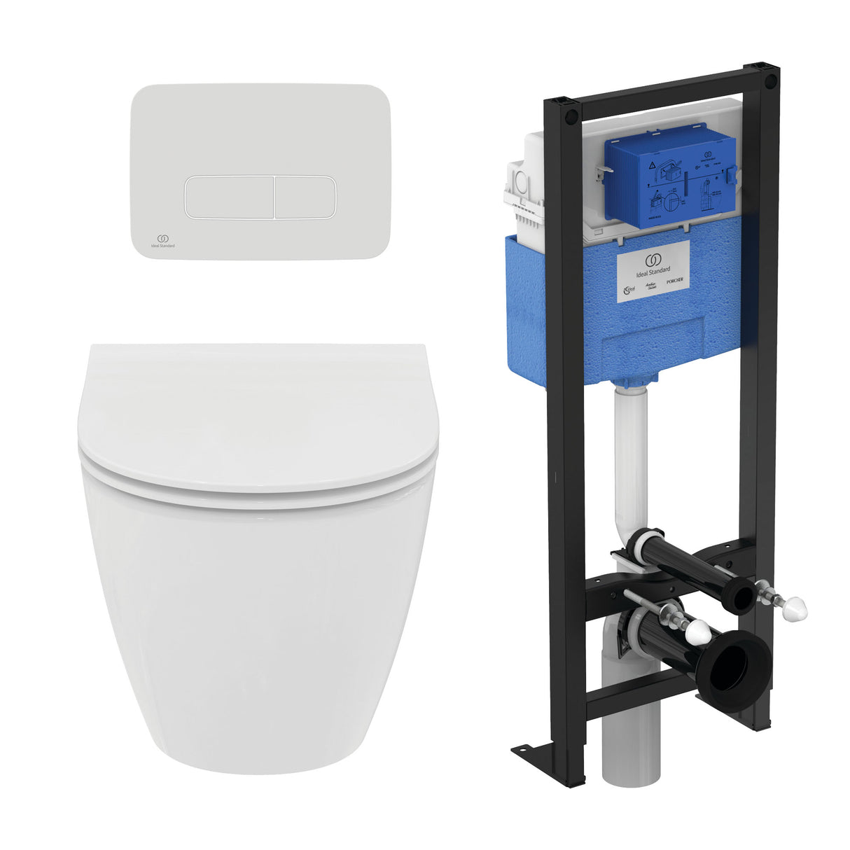 Idéal Standard - Pack WC suspendu i.life O slim + bâti support autoportant et plaque de commande