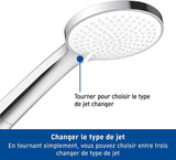 Douchette Hansgrohe, pommeau de douche chrome, type douchette, couleur argentée.