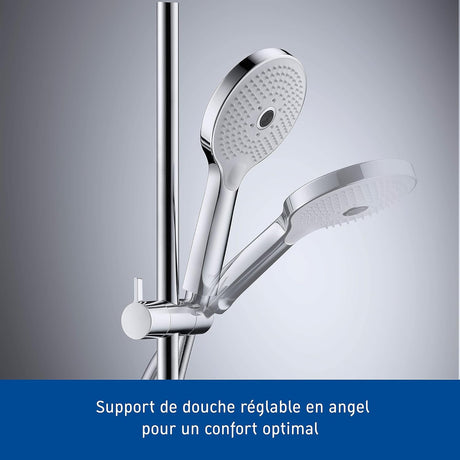 Douchette Grohe, support de douche réglable, couleur chromé, accessoire salle de bain.
