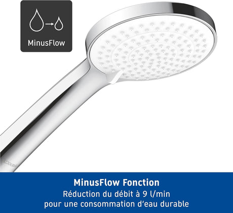 Douchette Hansgrohe, type pommeau de douche, couleur chrome argenté, fonction MinusFlow