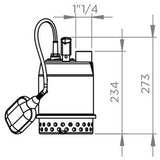 Pompe de relevage Sanisub Steel 50 A en inox pour eaux claires, adaptée au vide-cave, marque SFA, image montrant la pompe.