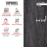 Panneau mural VIPANEL, type aspect pierre, couleur noir, design moderne, douche visible.