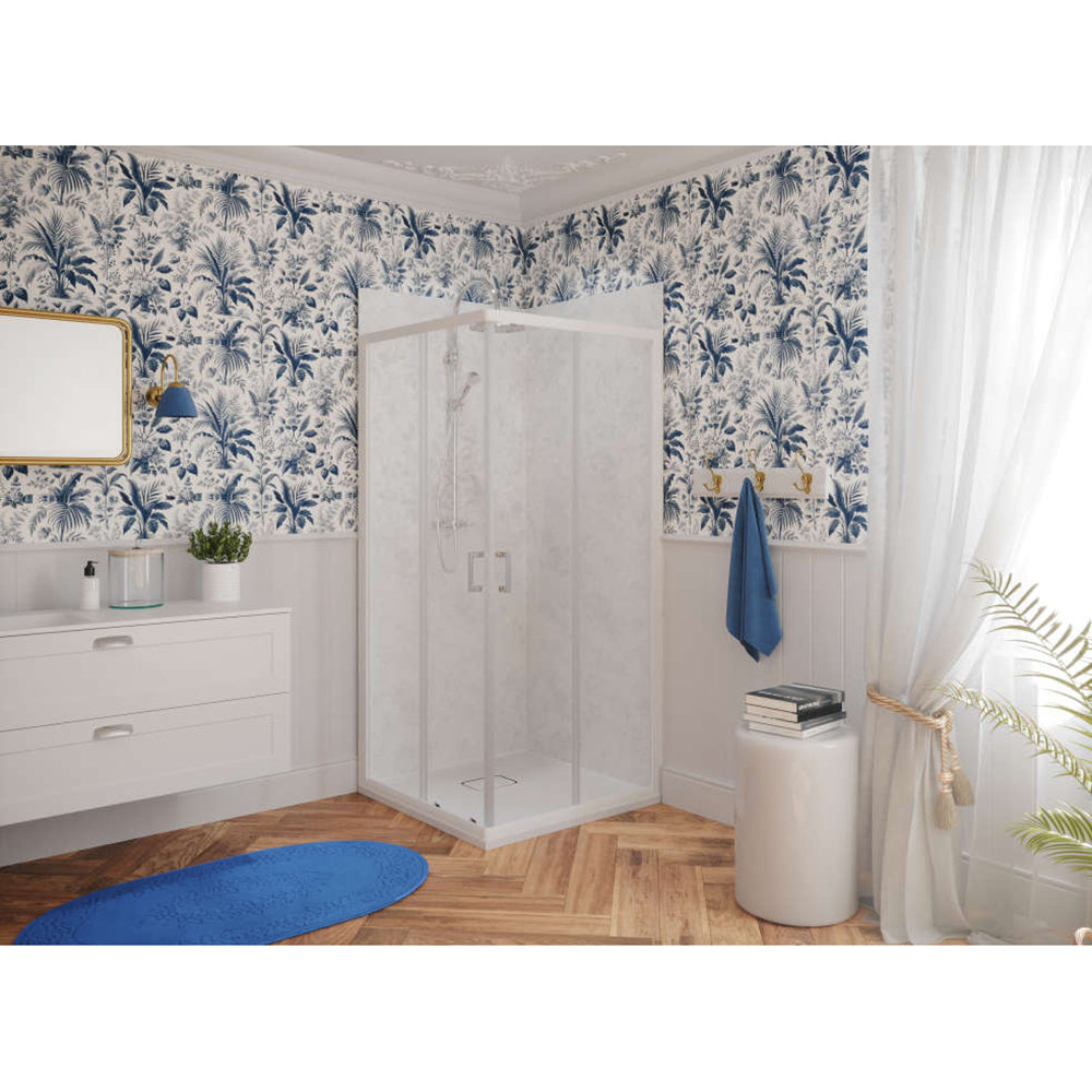 Panneau mural douche PREPANEL - Décor Marbre Blanc - Finition Mat