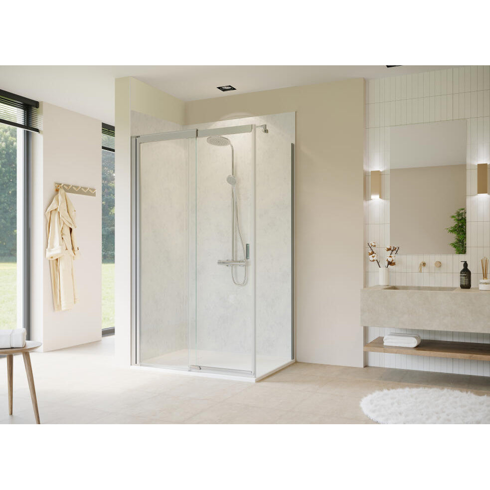 Panneau mural douche PREPANEL - Décor Marbre Blanc - Finition Mat