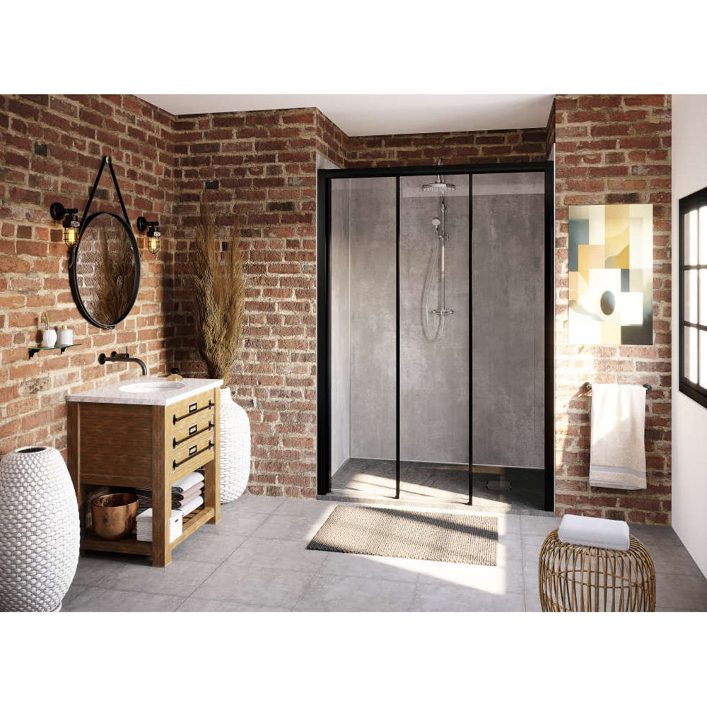 Panneau mural douche PREPANEL - Décor Béton Gris - Finition Mat