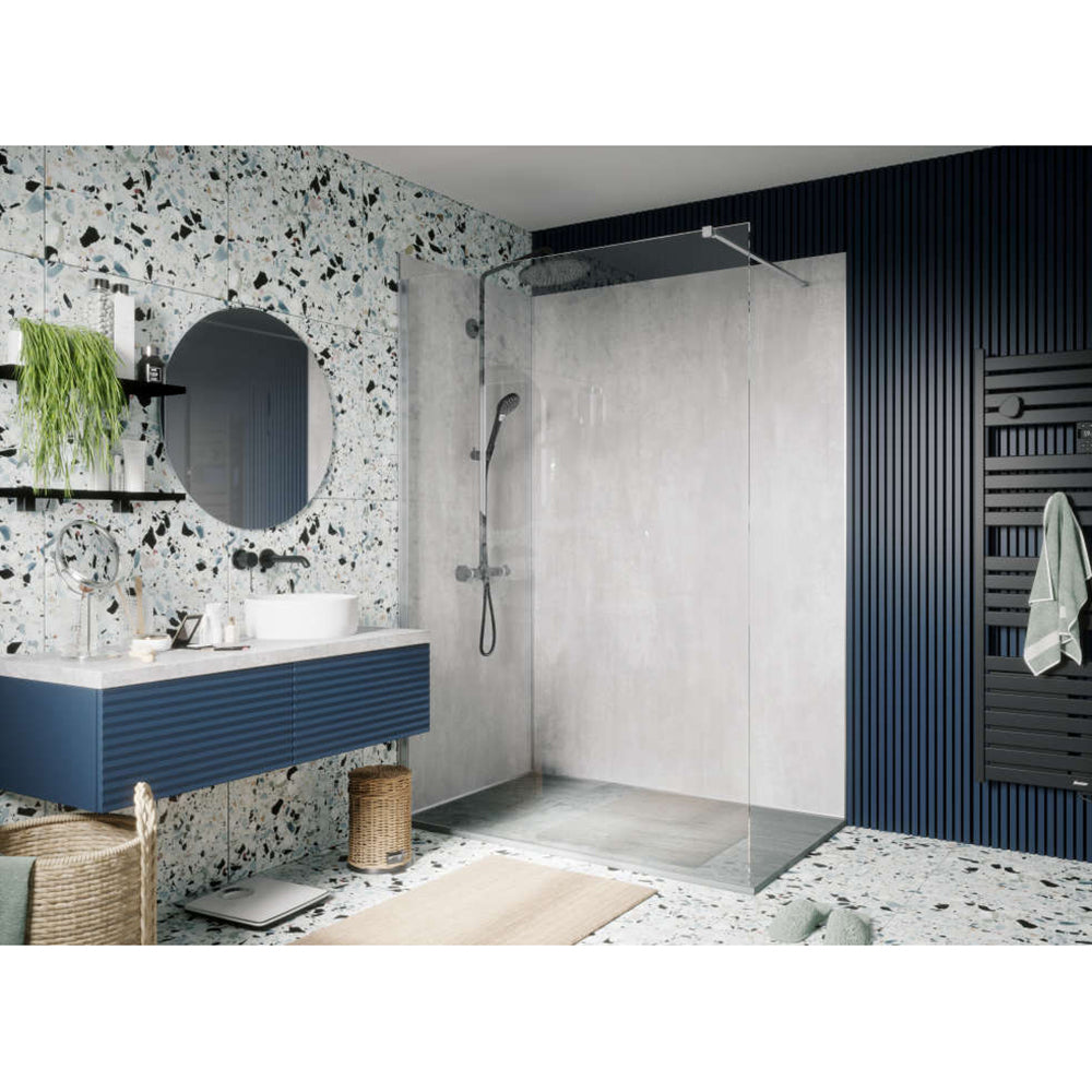 Panneau mural douche PREPANEL - Décor Béton Gris - Finition Mat