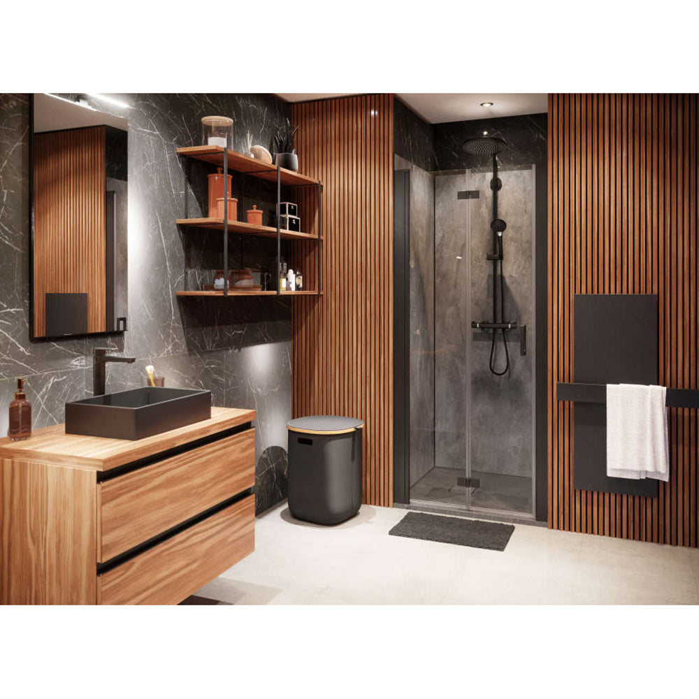 Panneau mural douche PREPANEL - Décor Béton Noir - Finition Mat