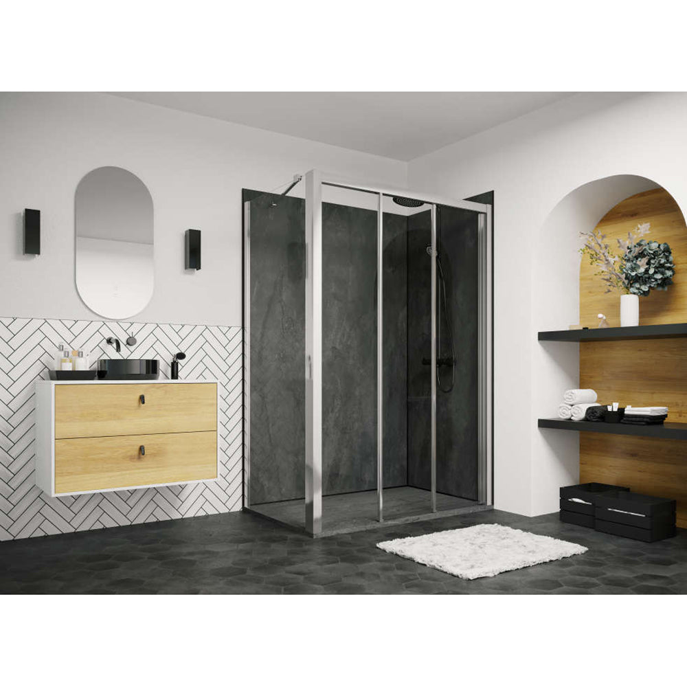 Panneau mural douche PREPANEL - Décor Béton Noir - Finition Mat