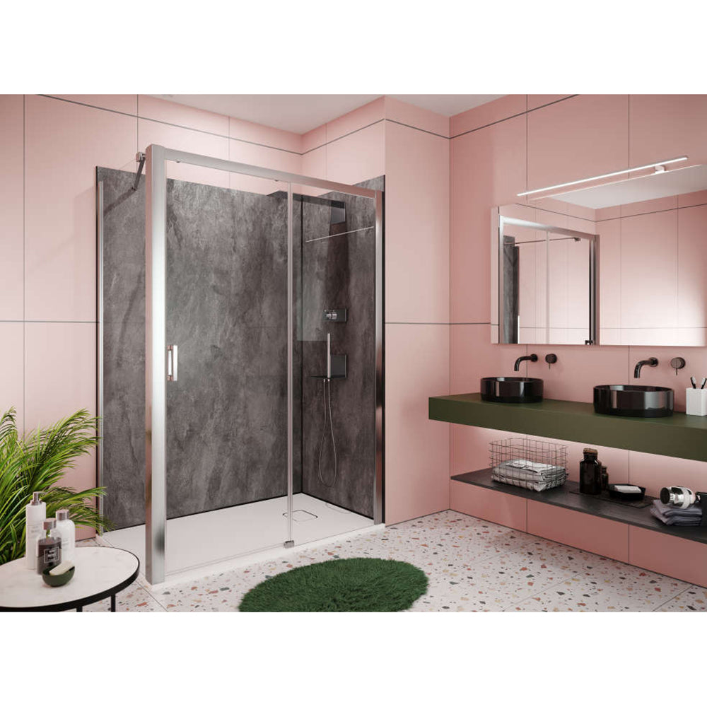 Panneau mural douche PREPANEL - Décor Béton Noir - Finition Mat
