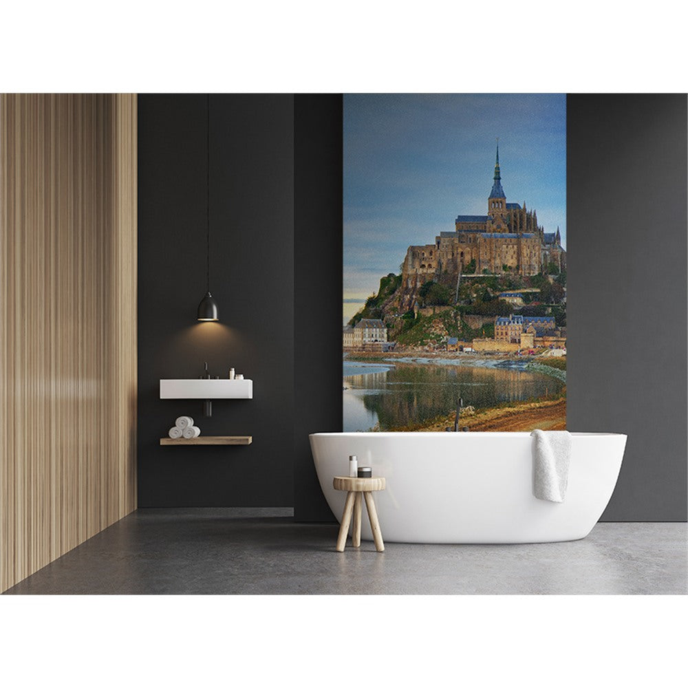 Panneau mural douche VIPANEL - Paysage urbain Mont St Michel - Finition brillant