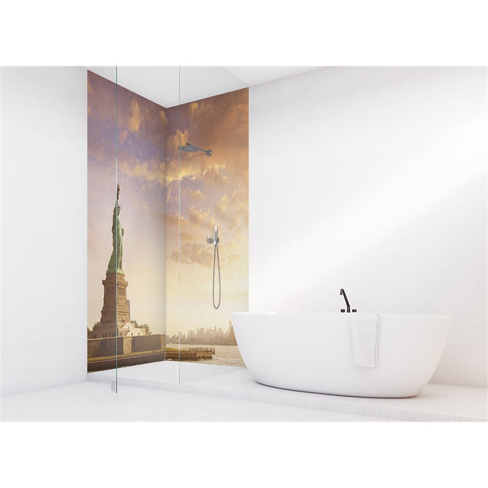 Panneau mural douche VIPANEL - Paysage urbain Statut liberté - Finition brillant