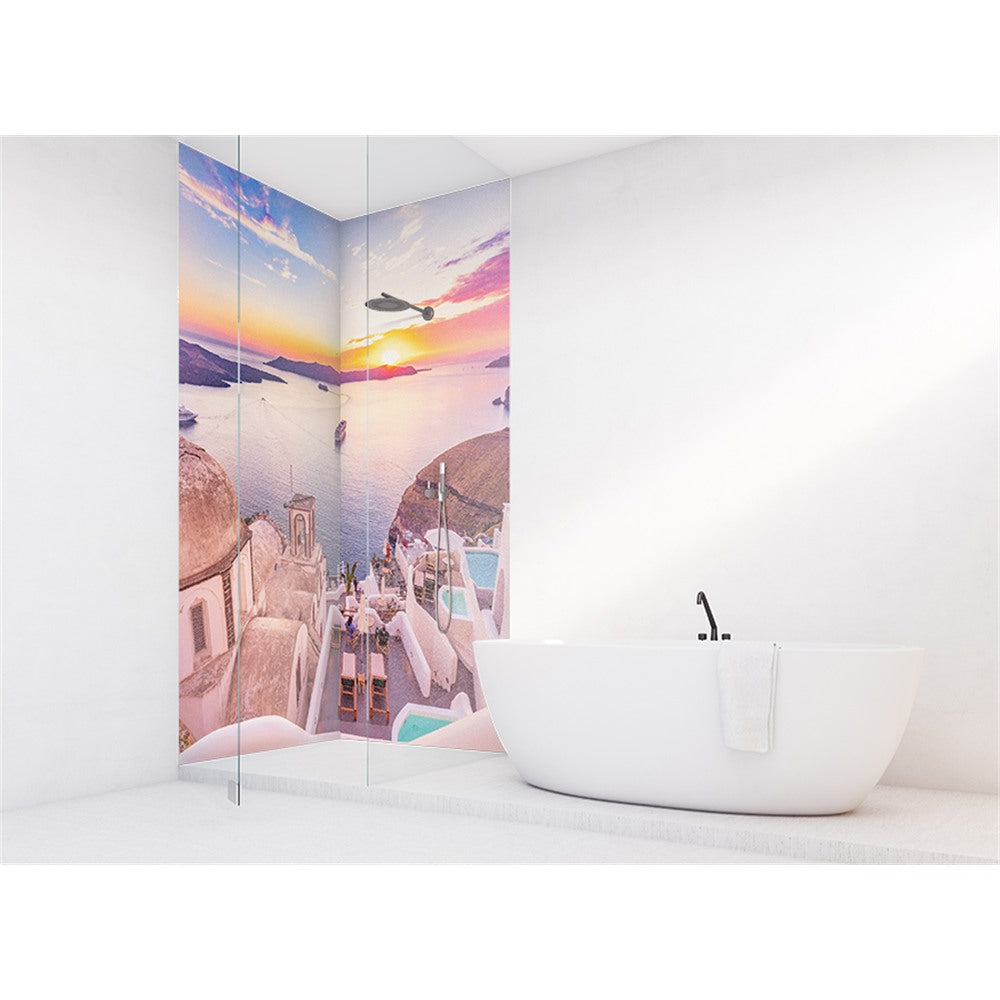 Panneau mural douche VIPANEL - Paysage urbain Grèce - Finition brillant