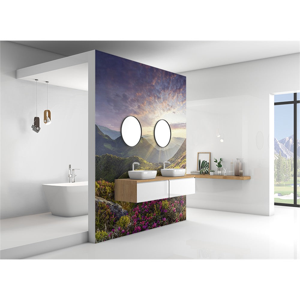 Panneau mural douche VIPANEL - Inspiration nature Lever de soleil sur la montagne - Finition brillant