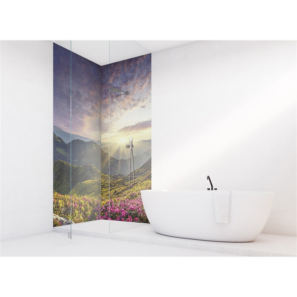 Panneau mural douche VIPANEL - Inspiration nature Lever de soleil sur la montagne - Finition brillant