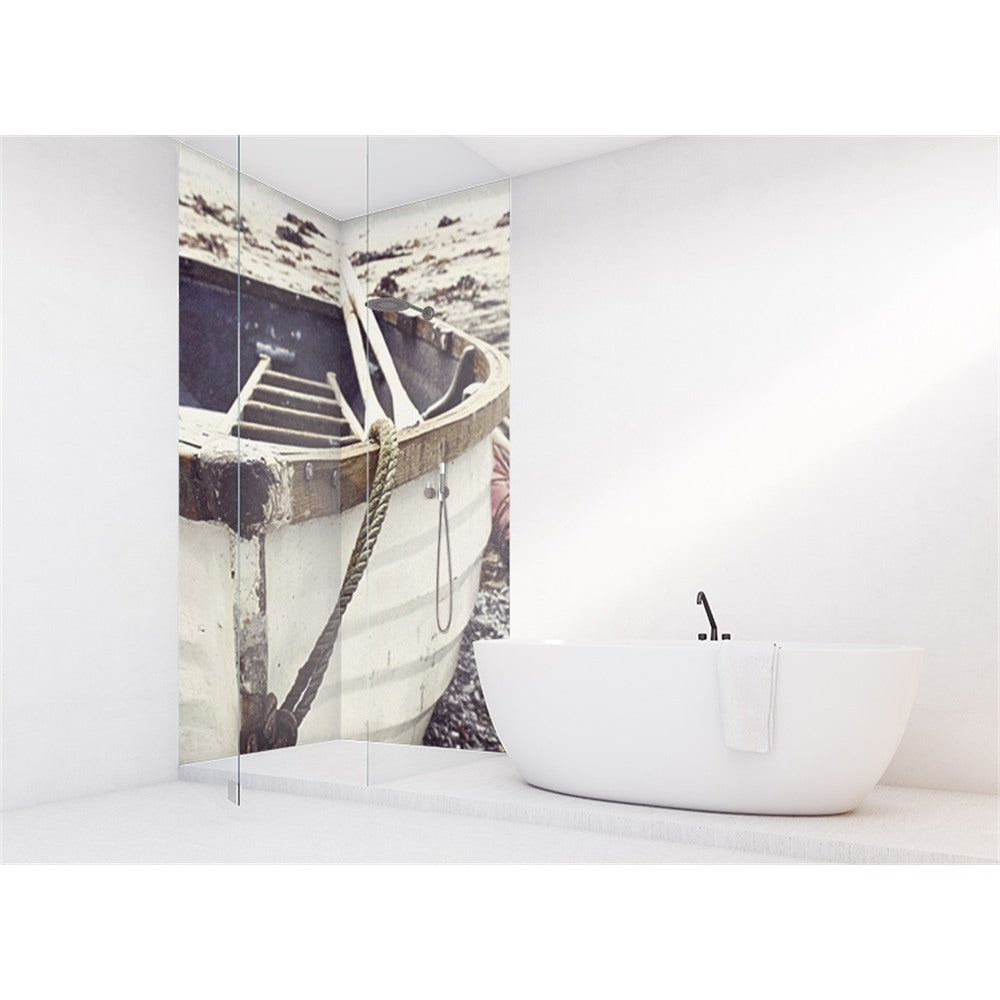 Panneau mural douche VIPANEL - Inspiration nature Vieux bateau pêche - Finition brillant