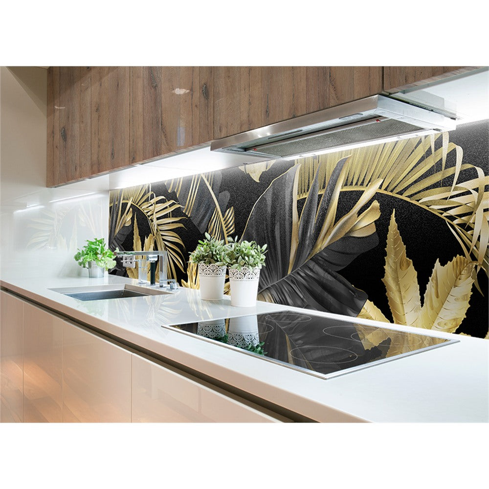 Panneau mural douche VIPANEL - Inspiration nature Feuillage doré - Finition velvet
