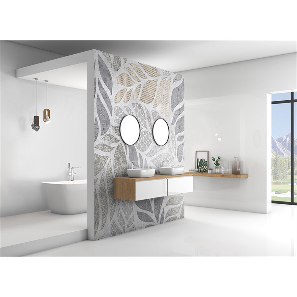 Panneau mural douche VIPANEL - Inspiration nature Feuillage gris - Finition mat
