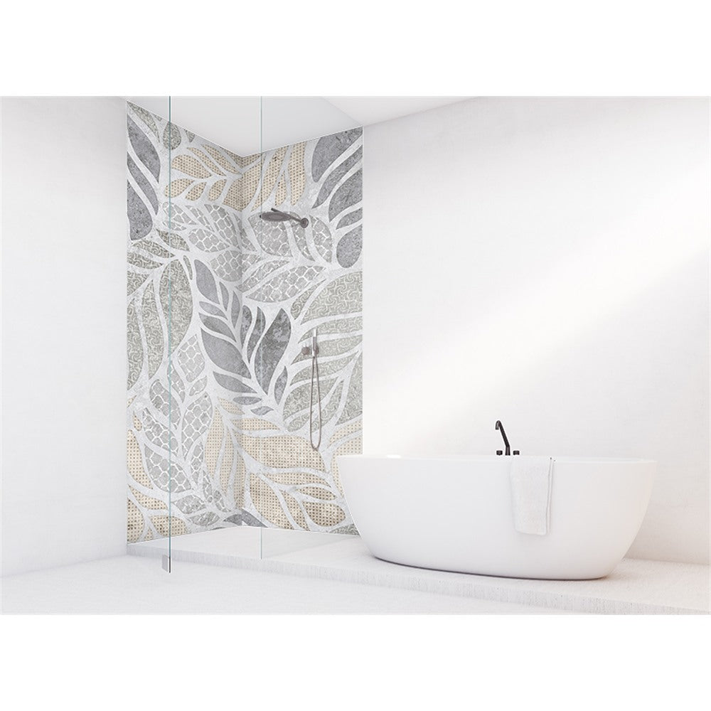 Panneau mural douche VIPANEL - Inspiration nature Feuillage gris - Finition mat
