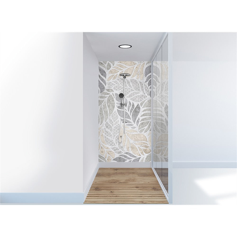 Panneau mural douche VIPANEL - Inspiration nature Feuillage gris - Finition mat