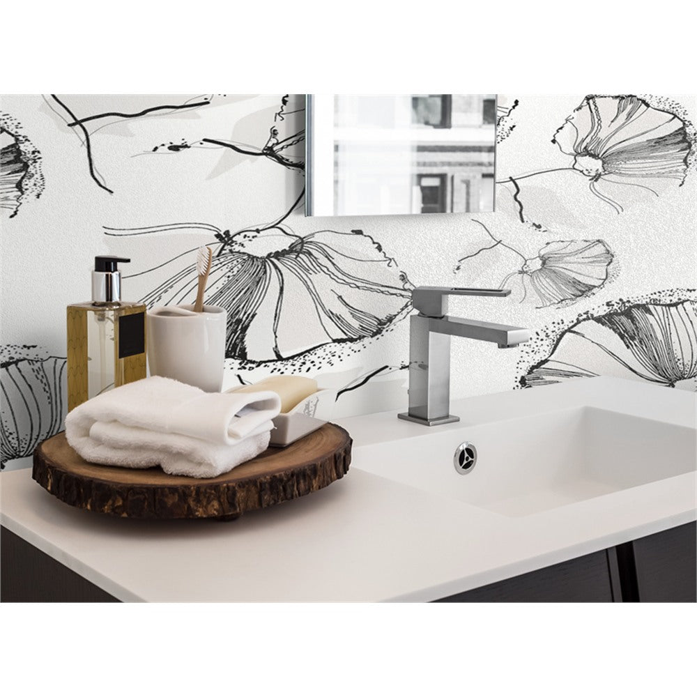 Panneau mural douche VIPANEL - Inspiration nature Coquelicots gris - Finition mat