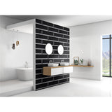 Panneau mural douche VIPANEL - Carrelage Rétro noir - Finition brillant