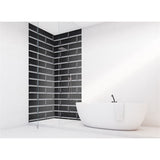 Panneau mural douche VIPANEL - Carrelage Rétro noir - Finition brillant