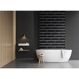 Panneau mural douche VIPANEL - Carrelage Rétro noir - Finition brillant