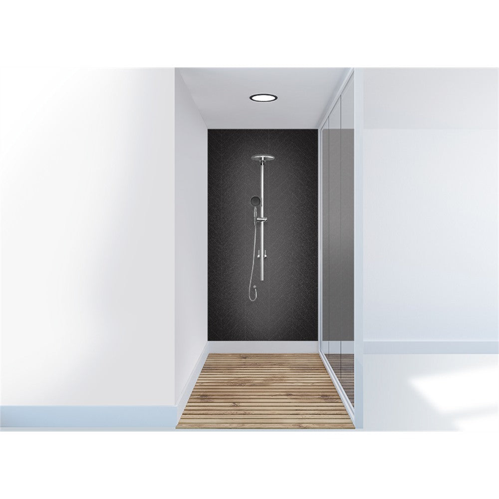 Panneau mural douche VIPANEL - Carrelage Arrêtes noires - Finition brillant