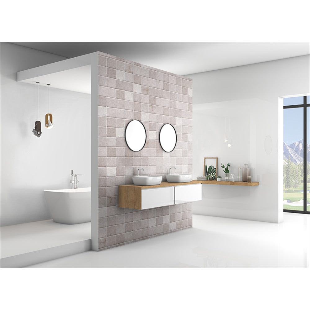 Panneau mural douche VIPANEL - Carrelage Mosaïque marbre greige - Finition brillant