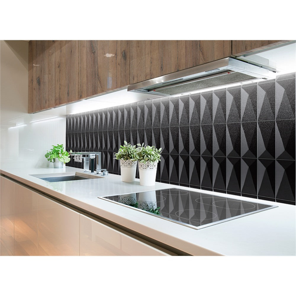 Panneau mural douche VIPANEL - Carrelage Avantgarde noir - Finition brillant