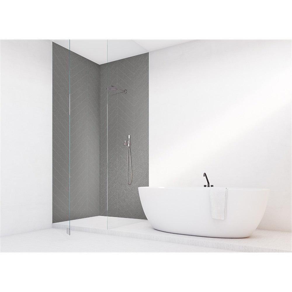 Panneau mural douche VIPANEL - Carrelage Arretes grises - Finition brillant