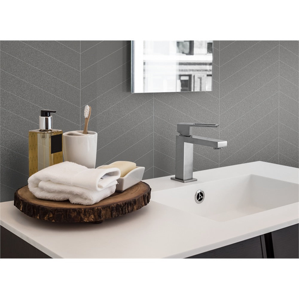 Panneau mural douche VIPANEL - Carrelage Arretes grises - Finition brillant