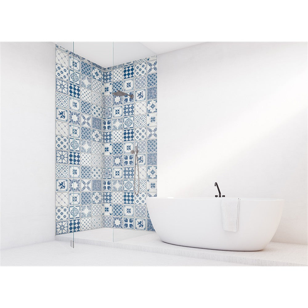 Panneau mural douche VIPANEL - Carrelage Carreaux indigo bleu - Finition brillant