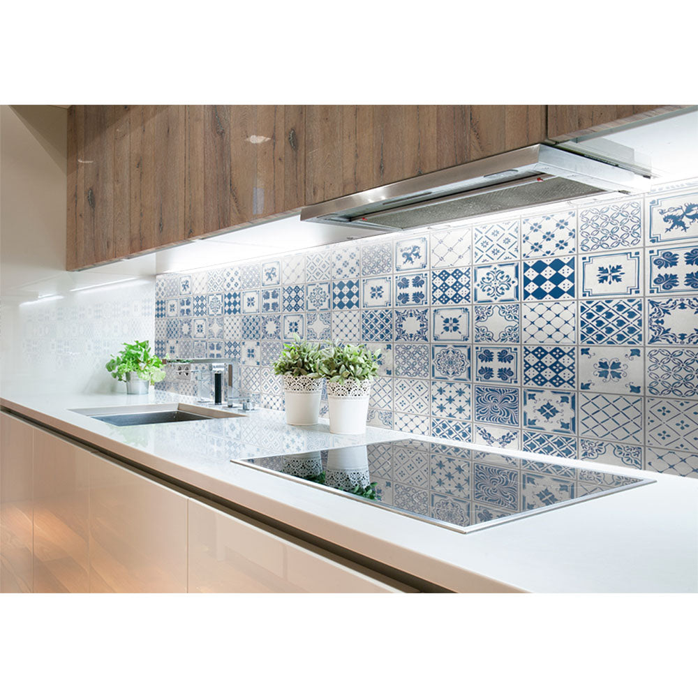 Panneau mural douche VIPANEL - Carrelage Carreaux indigo bleu - Finition brillant