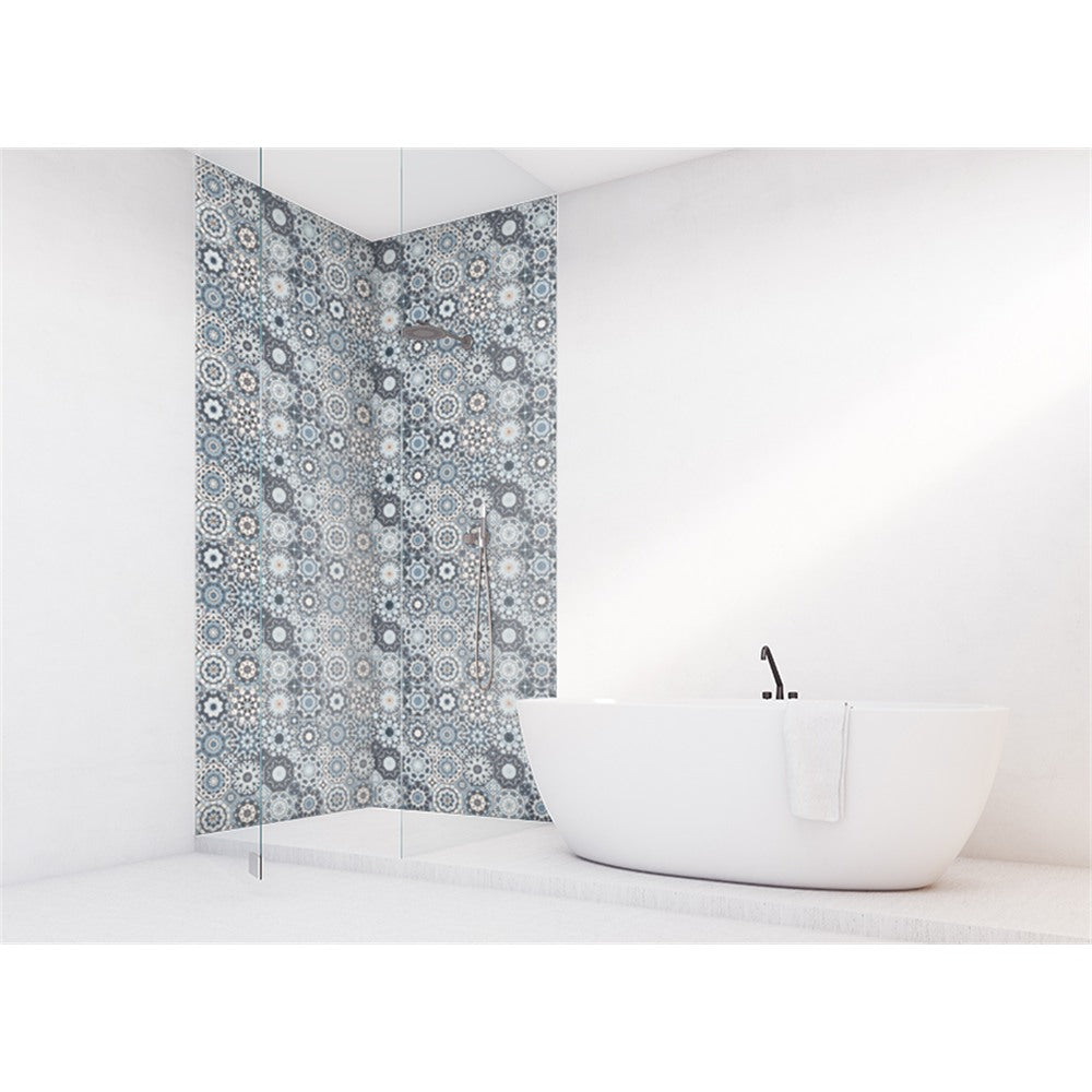 Panneau mural douche VIPANEL - Carrelage Carreaux Orientaux bleu - Finition brillant