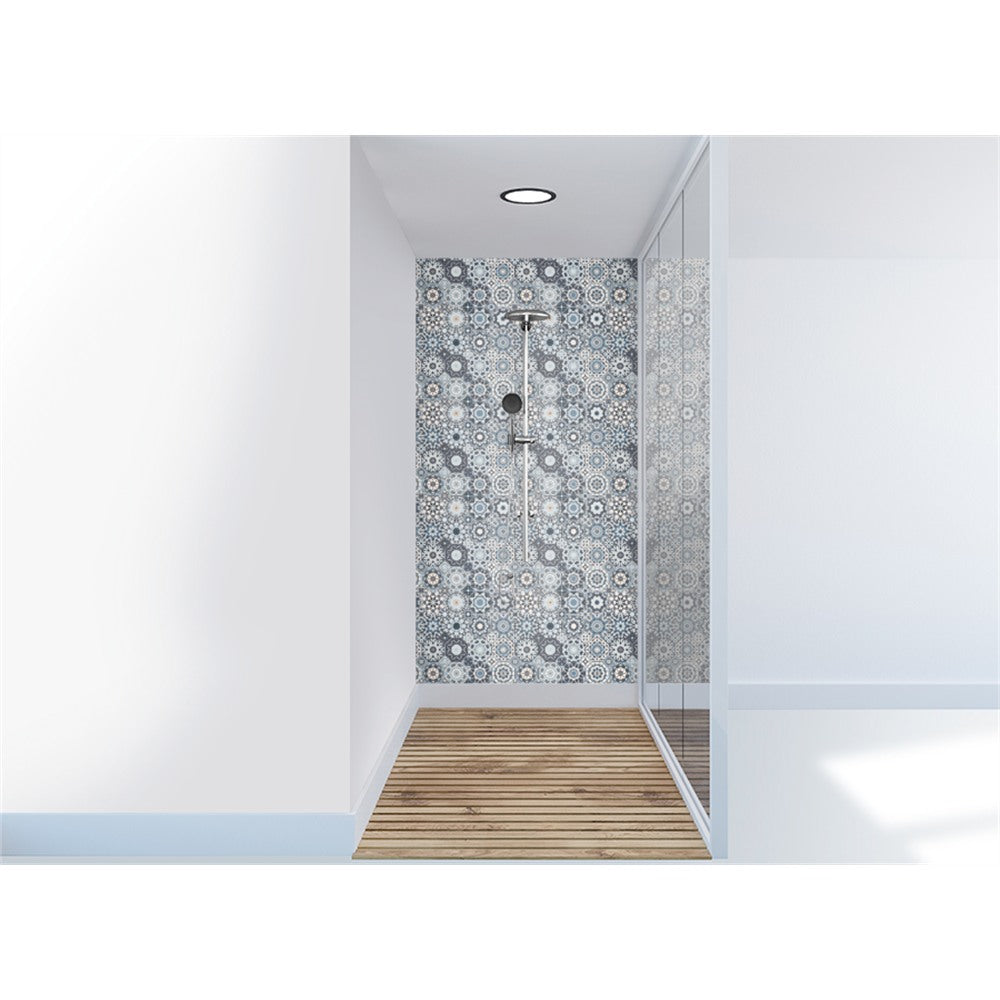 Panneau mural douche VIPANEL - Carrelage Carreaux Orientaux bleu - Finition brillant
