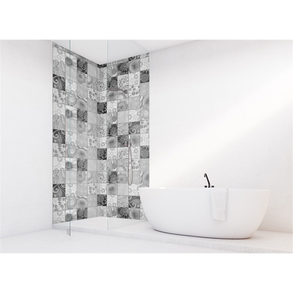Panneau mural douche VIPANEL - Carrelage Carreaux floraux - Finition brillant
