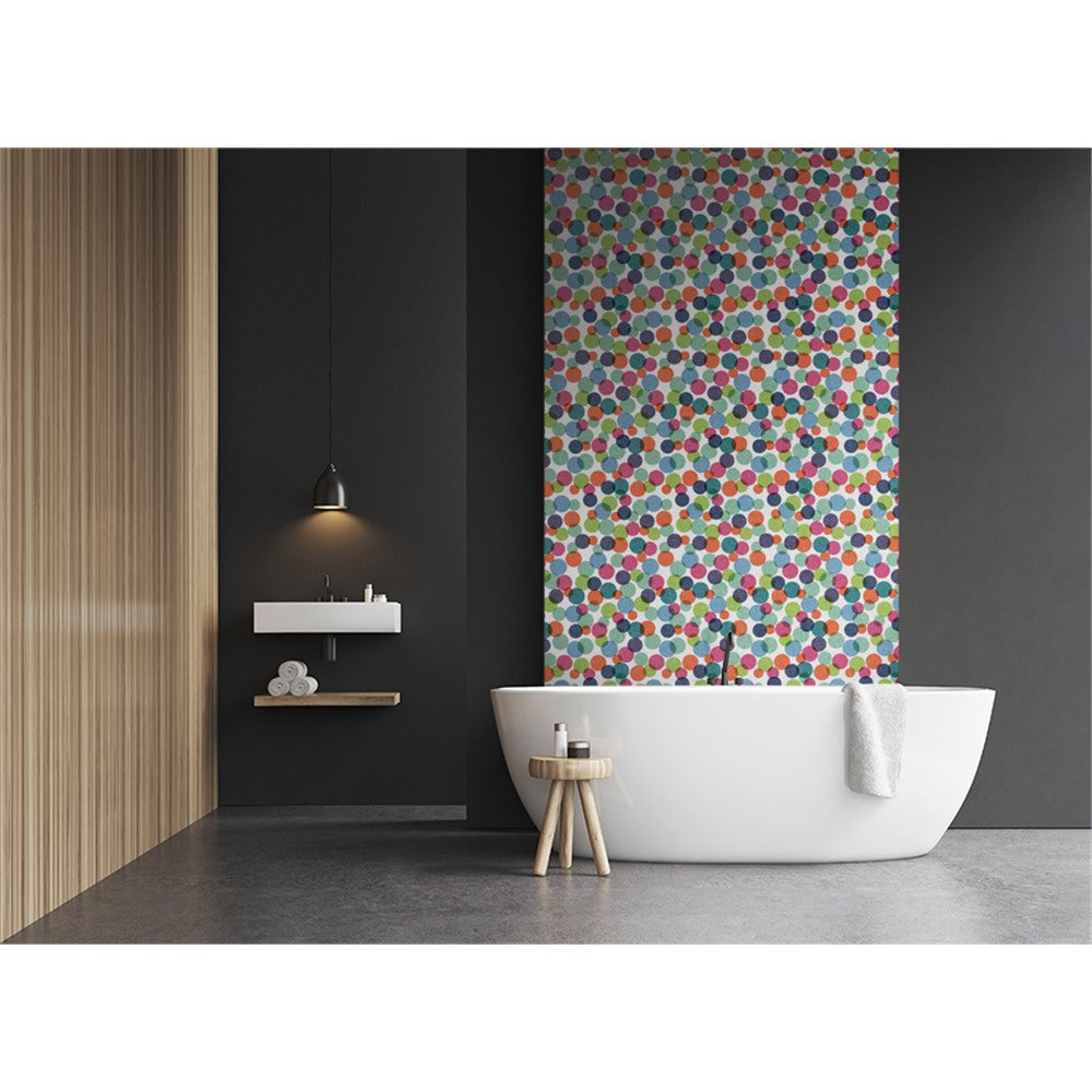 Panneau mural douche VIPANEL - Motif Cercles coloriés - Finition velvet
