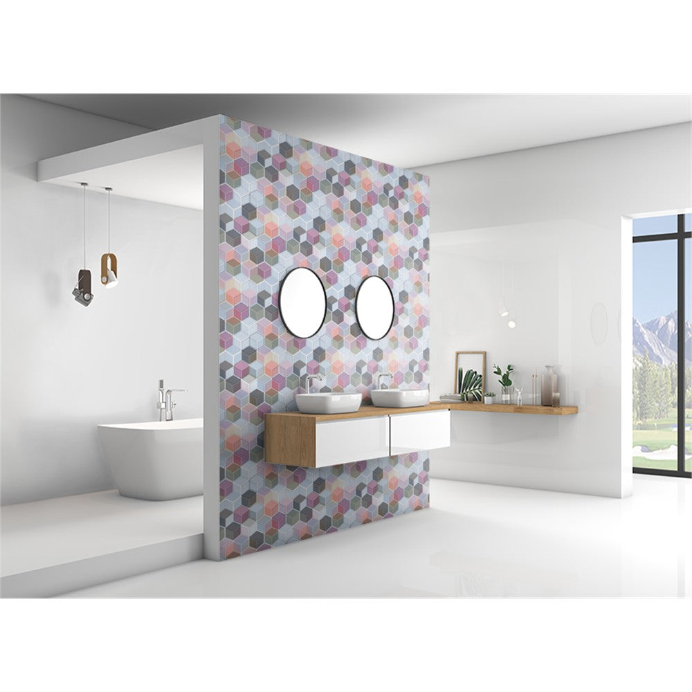 Panneau mural douche VIPANEL - Motif Cube pastel - Fintion velvet