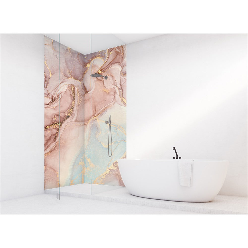 Panneau mural douche VIPANEL - Pierre Marbrure rosée - Finition brillant