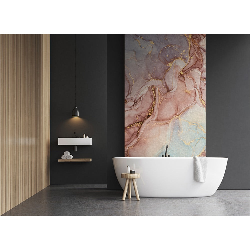 Panneau mural douche VIPANEL - Pierre Marbrure rosée - Finition brillant