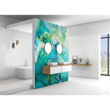 Panneau mural douche VIPANEL - Pierre Marbrure turquoise - Finition brillant