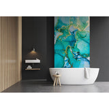 Panneau mural douche VIPANEL - Pierre Marbrure turquoise - Finition brillant