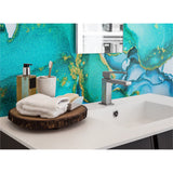 Panneau mural douche VIPANEL - Pierre Marbrure turquoise - Finition brillant