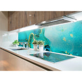 Panneau mural douche VIPANEL - Pierre Marbrure turquoise - Finition brillant