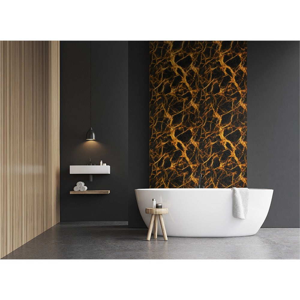 Panneau mural douche VIPANEL - Pierre Cristal jaune - Finition brillant