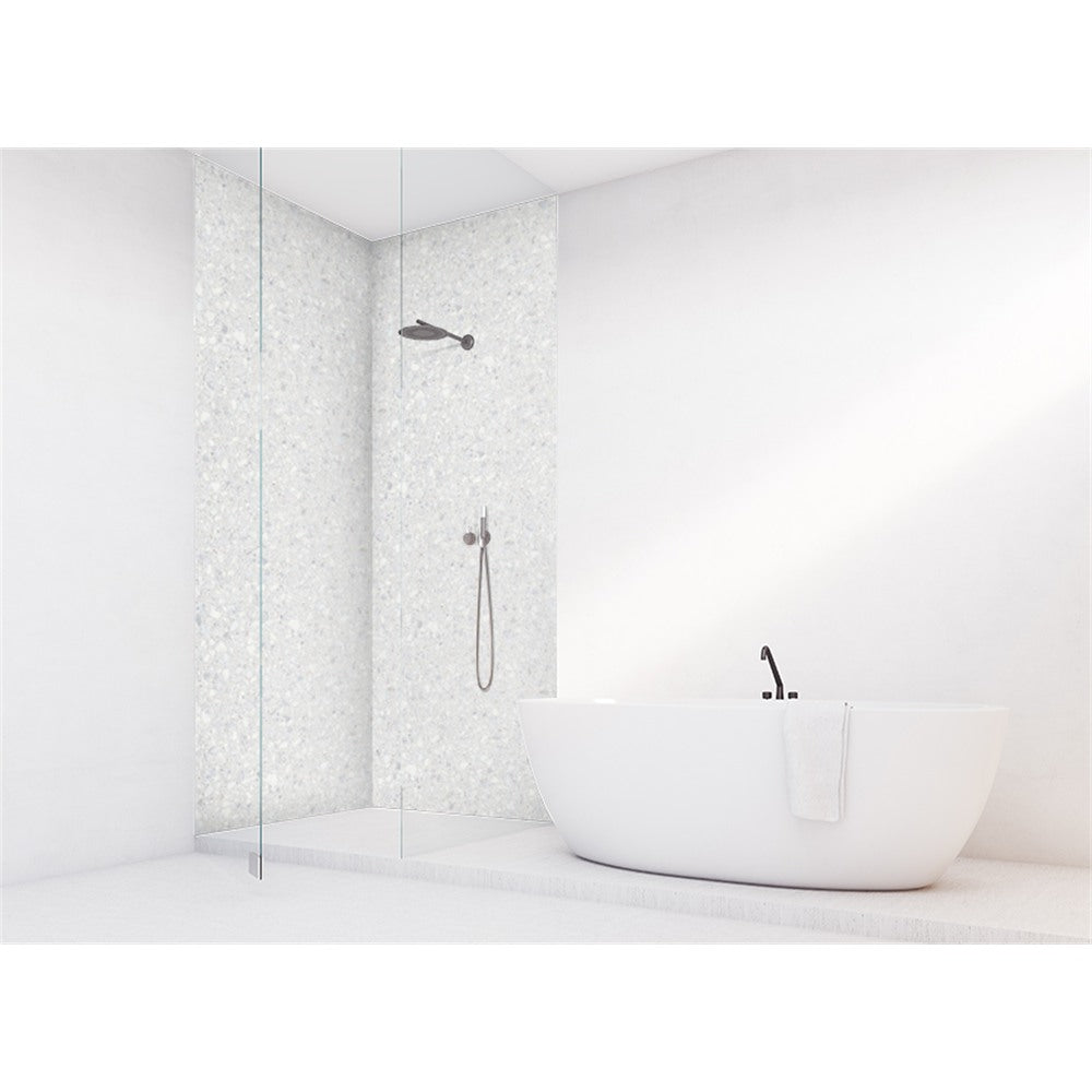 Panneau mural douche VIPANEL - Pierre Terrazzo gris clair - Finition mat