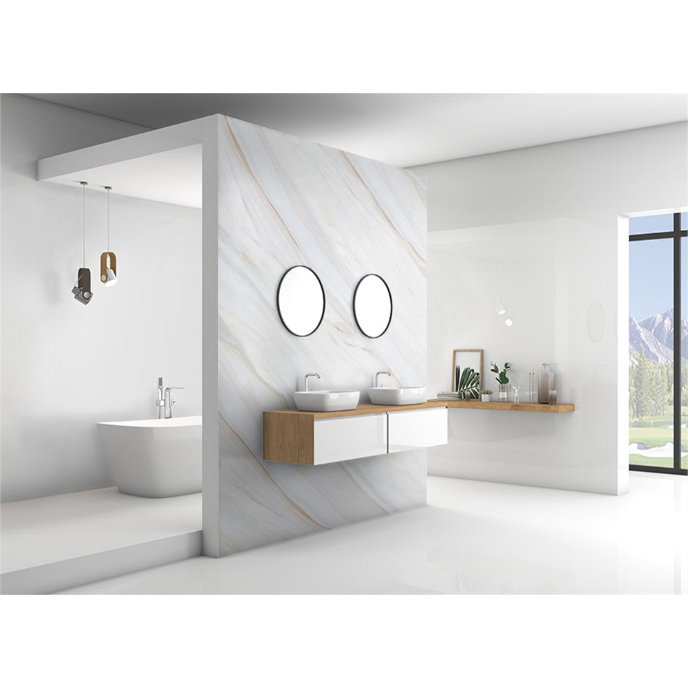 Panneau mural douche VIPANEL - Pierre Marbre naturel Diagonal - Finition mat