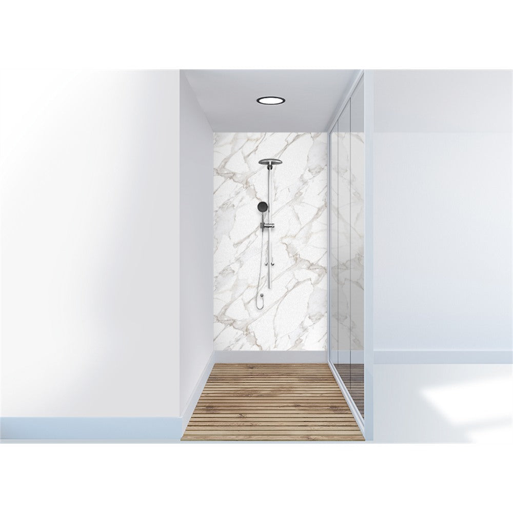 Panneau mural douche VIPANEL - Pierre marbré blanc Calacatta - Finition brillant