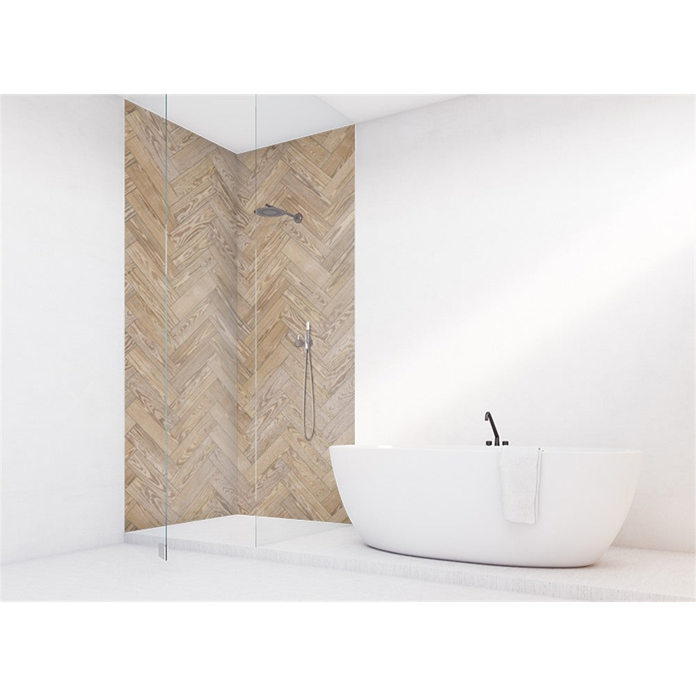 Panneau mural douche VIPANEL - Bois chevron Chêne - Finition - Finition mat